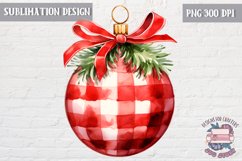 Christmas Ornament Ball sublimation Winter Red White Plaid Product Image 1