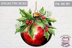 Red Christmas Ornament Ball sublimation Winter Red Mistletoe Product Image 1