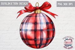 Red Christmas Ornament Ball sublimation Winter Red Plaid Product Image 1
