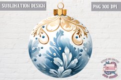 Christmas Ornament Ball sublimation Winter Blue White PNG Product Image 1