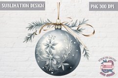 Christmas Ornament Ball sublimation Winter Silver Grey PNG Product Image 1