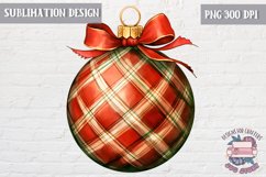 Christmas Ornament Ball sublimation Winter Red Plaid PNG Product Image 1