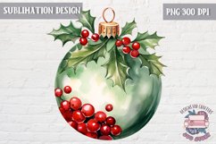 Christmas Ornament Ball sublimation Mistletoe Winter Green Product Image 1