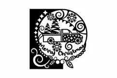 Papercut Merry Christmas Trees Truck Card Cover Template Product Image 2