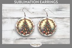 Christmas Tree v2 Round Earrings Sublimation Product Image 1