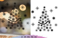 Snowflakes Christmas Tree Window Decal, Christmas Decoration Product Image 1