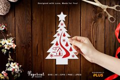 Christmas Tree with House, Snowflake and Tree Papercut Product Image 1
