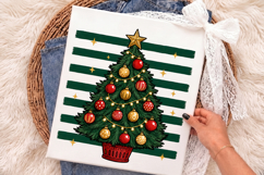 Christmas Tree with Green Stripes PNG, Festive Sublimation Product Image 2