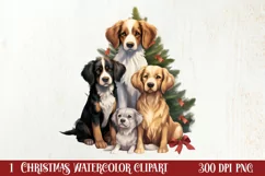 Christmas Tree With Many Dogs Clipart PNG Product Image 1