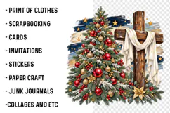Christmas Tree & Wooden Cross PNG | Rustic Christian Product Image 3