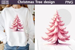 Pink Christmas Tree Clipart | Christmas Tree Bow Sublimation Product Image 1