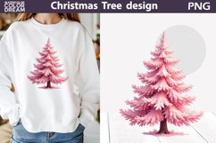 Pink Christmas Tree Clipart | Christmas Tree Bow Sublimation Product Image 1