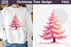 Pink Christmas Tree Clipart | Christmas Tree Bow Sublimation Product Image 1