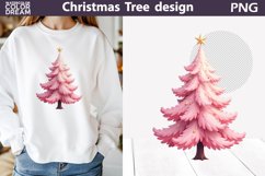 Pink Christmas Tree Clipart | Christmas Tree Bow Sublimation Product Image 1