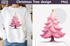 Pink Christmas Tree Clipart | Christmas Tree Bow Sublimation Product Image 1