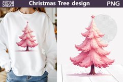 Pink Christmas Tree Clipart | Christmas Tree Bow Sublimation Product Image 1