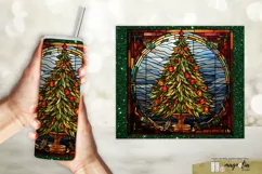 Christmas tree stained glass tumbler wrap png Product Image 2