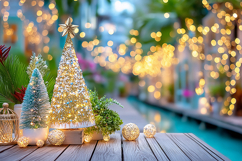 Christmas tree with colorful lights. High quality photo Product Image 1