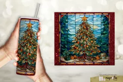 Stained glass Christmas tree tumbler wrap png Product Image 2