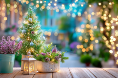 Christmas tree with colorful lights. High quality photo Product Image 1