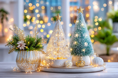 Christmas tree with colorful lights. High quality photo Product Image 1