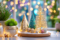 Christmas tree with colorful lights. High quality photo Product Image 1