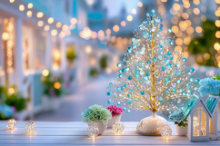 Christmas tree with colorful lights. High quality photo Product Image 1