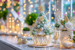 Christmas tree with colorful lights. High quality photo Product Image 1