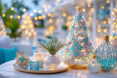 Christmas tree with colorful lights. High quality photo Product Image 1