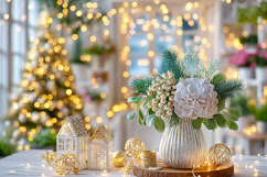 Christmas tree with colorful lights. High quality photo Product Image 1