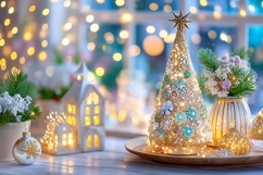 Christmas tree with colorful lights. High quality photo Product Image 1