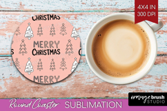Christmas Trees Xmas Round Coaster Christmas Coaster PNG Product Image 1