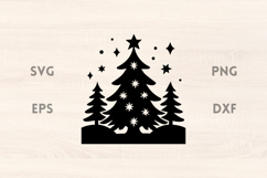 Christmas Trees and Stars Scene SVG Product Image 1