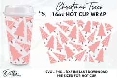 Xmas Trees No Hole Starbucks Hot Cup Wrap SVG Vector 16oz Product Image 1