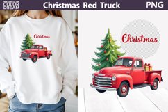Vintage Red Truck Clipart | Christmas Truck Sublimation Product Image 1