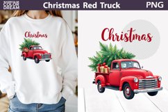 Vintage Red Truck Clipart | Christmas Truck Sublimation Product Image 1