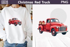 Vintage Red Truck Clipart | Christmas Truck Sublimation Product Image 1
