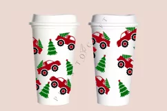 christmas truck and christmas tree starbucks 16oz hot cup wrap svg presized template for tumbler grande