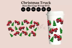 christmas truck and christmas tree starbucks 16oz hot cup wrap svg presized template for tumbler grande