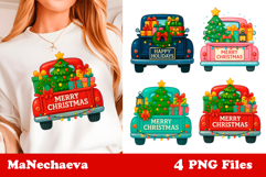 Christmas Truck Clipart | Cute Red Holiday Truck Design Product Image 1