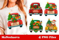 Vintage Christmas Truck Clipart | Holiday Sublimation Design Product Image 1