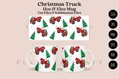 christmas truck coffee mug glass wrap svg 11oz 15oz mug svg presized for 11oz 15oz glass ready to cut and sublimation files