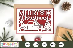 Christmas truck greeting card svg design