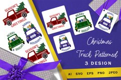 Plaid Patterned Truck Carrying Christmas Tree Sticker Set Product Image 1