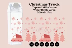 christmas truck pinkmas 17oz Milk Carton Bottle Wrap SVG Design Instant download digital files for creative packaging solutions