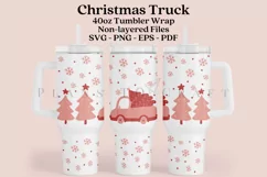 christmas truck pinkmas 40oz quencher tumbler sublimation full wrap high resolution transparant background