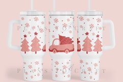 christmas truck pinkmas 40oz quencher tumbler sublimation full wrap high resolution transparant background