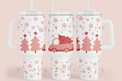 christmas truck pinkmas 40oz quencher tumbler sublimation full wrap high resolution transparant background