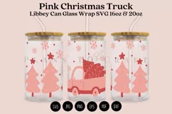 christmas truck pinkmas libbey beer can glass full wrap svg presized template for 16oz and 20oz glass for Cricut Silhouette and sublimation