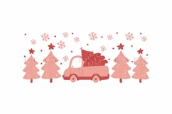 christmas truck pinkmas libbey beer can glass full wrap svg presized template for 16oz and 20oz glass for Cricut Silhouette and sublimation